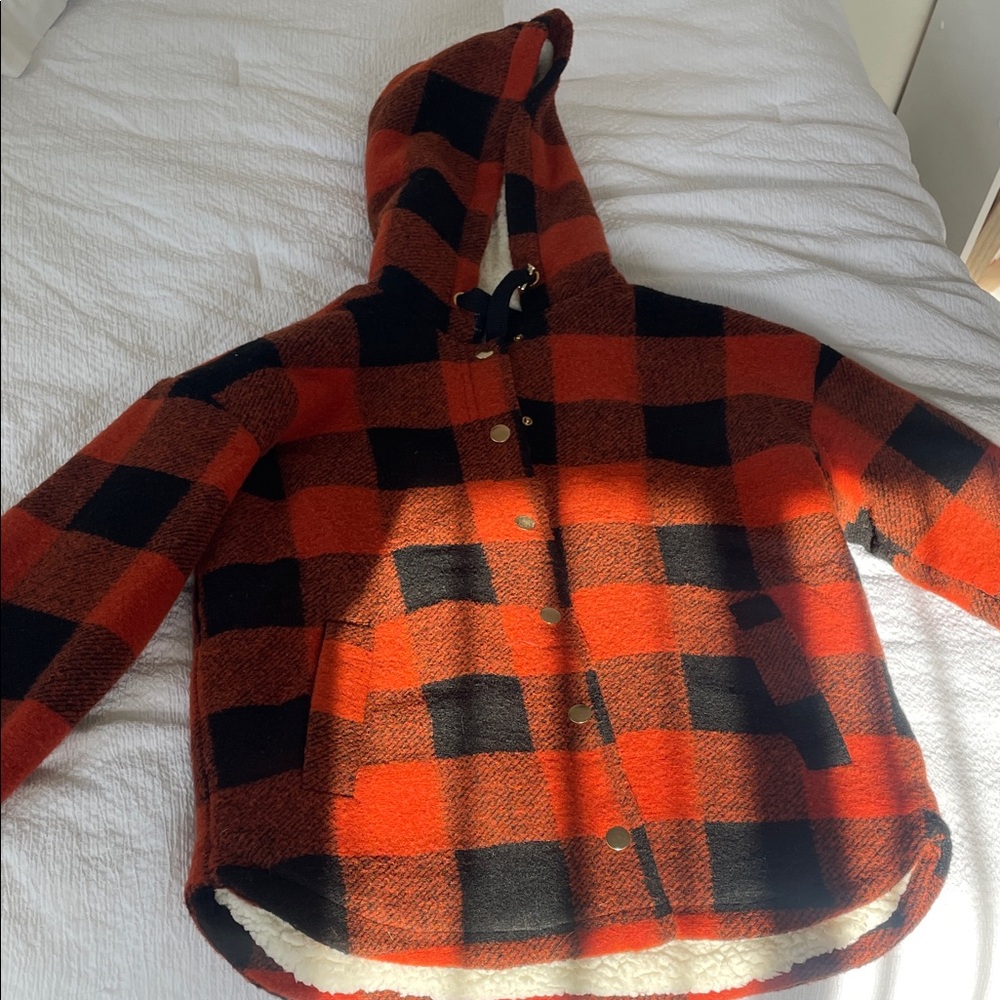 Forever 21 Red and Black Plaid Hooded Jacket